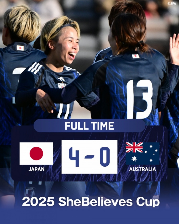  熱身賽日本女足4-0澳大利亞女足，田中美南2射1傳&長谷川唯任隊長