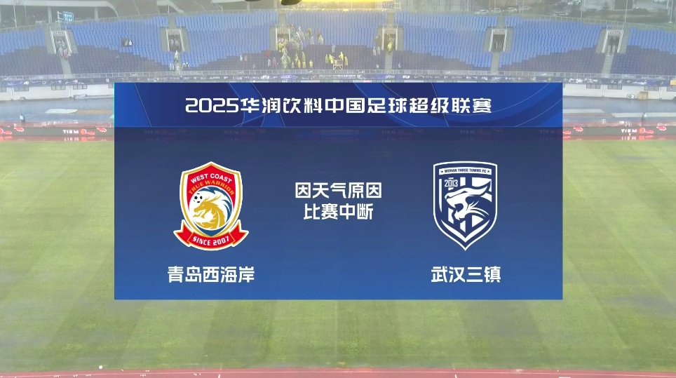  比賽延期！青島西海岸vs武漢三鎮(zhèn)進(jìn)行至18分鐘，因天氣中斷30分鐘