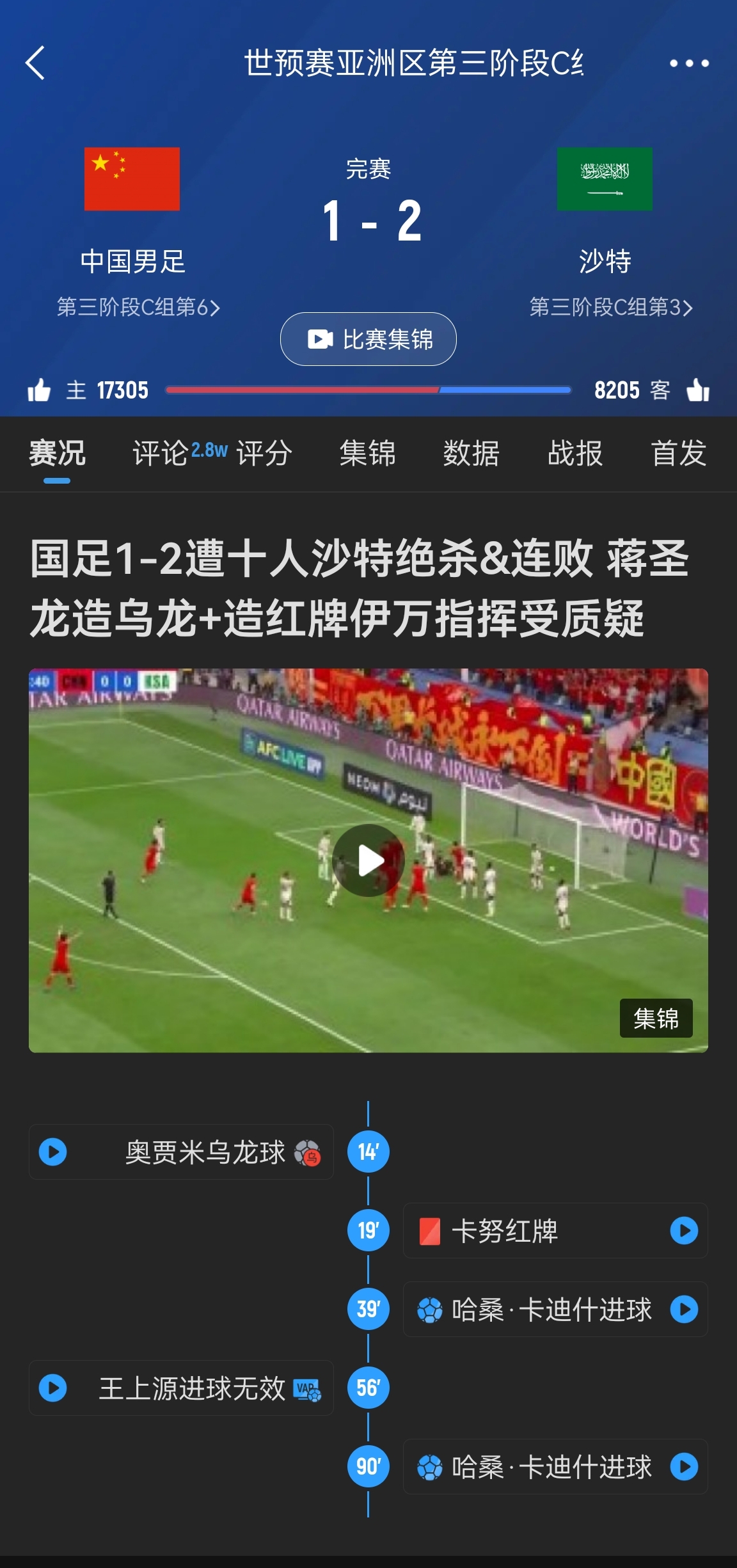  今天什么劇本？首戰(zhàn)沙特也是半場紅牌+蔣光太傷退，最后國足被翻