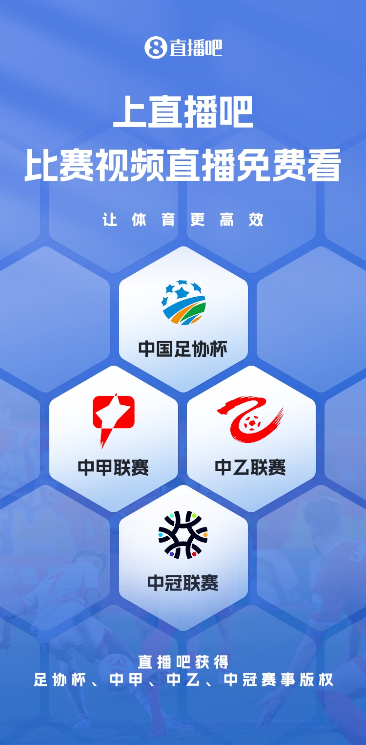  官宣！直播吧獲足協(xié)杯、中甲、中乙、中冠賽事版權(quán)，免費視頻直播