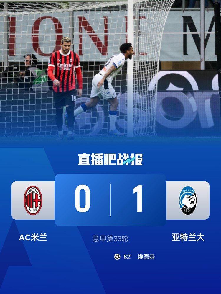  米蘭雙雄本輪均0-1輸球，周中意杯半決賽次回合再對(duì)決